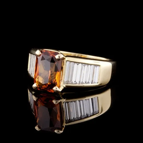 3.55ct Orange Sapphire & Diamond Ring