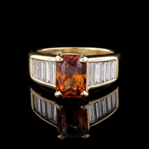 3.55ct Orange Sapphire & Diamond Ring