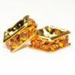 8mm Gold Plate Squaredell - Topaz (Sold by the piece)