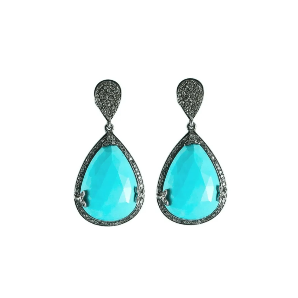 925 Silver Arizona Sleeping Beauty Turquoise Earrings