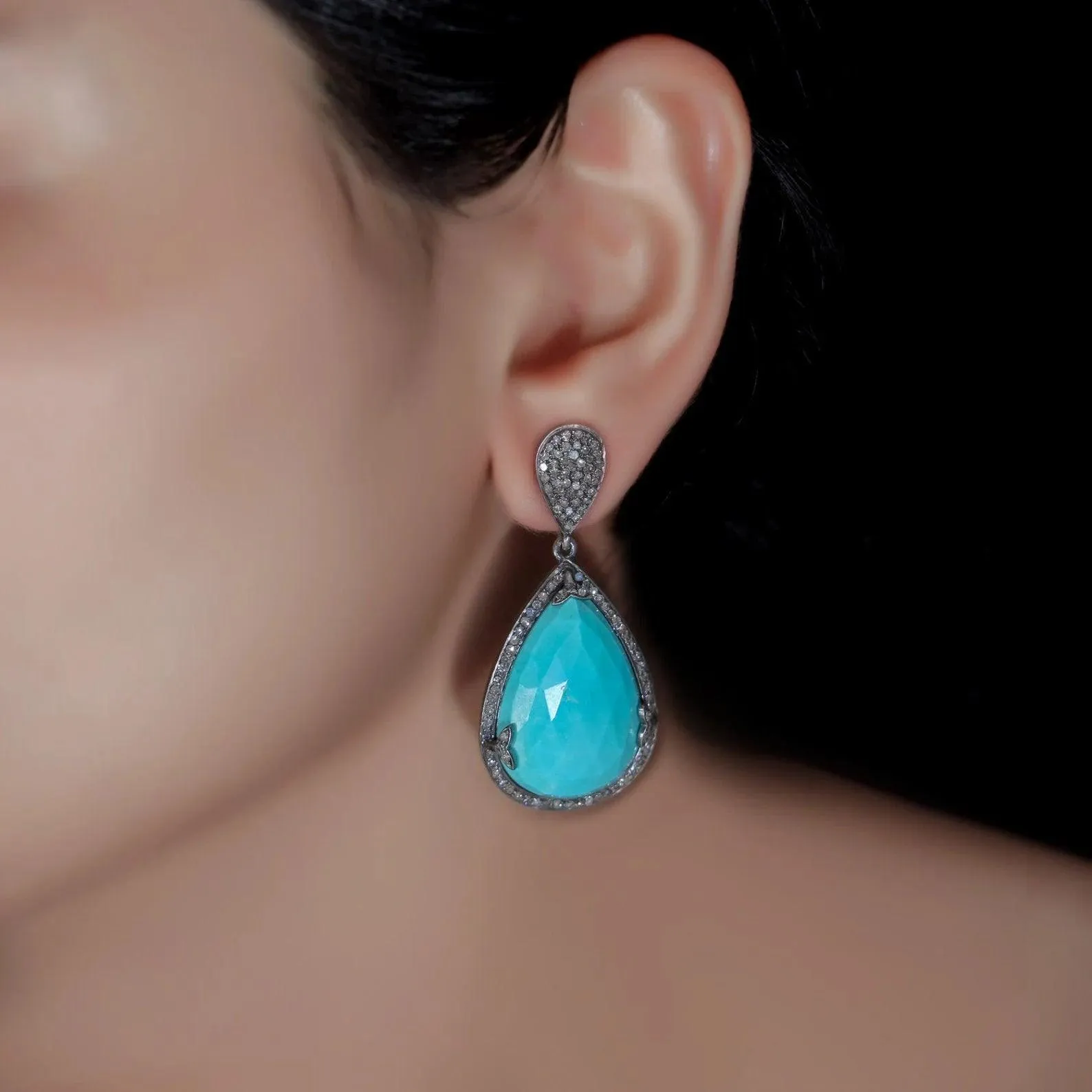 925 Silver Arizona Sleeping Beauty Turquoise Earrings