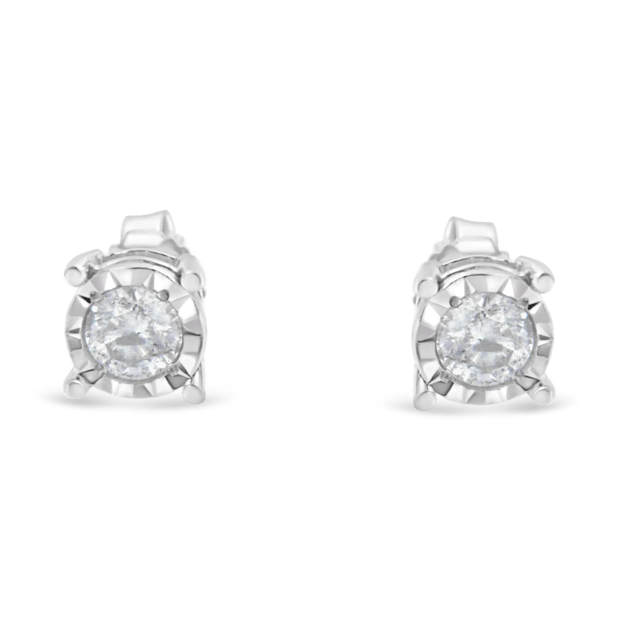 .925 Sterling Silver 1/2 Cttw Near Colorless Round Brilliant-Cut Diamond Miracle-Set Stud Earrings