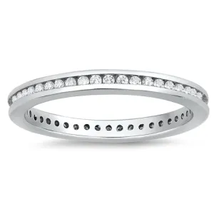 925 Sterling Silver CZ Eternity Ring - 3mm