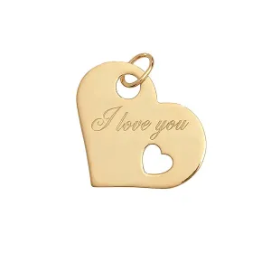 9CT GOLD I LOVE YOU HEART SHAPE PENDANT