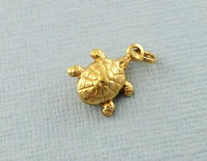 9ct Yellow Gold Turtle Charm - Pendant