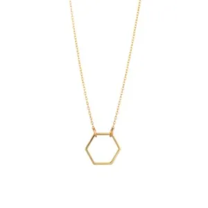 9kt Gold Hexagon Pendant Necklace