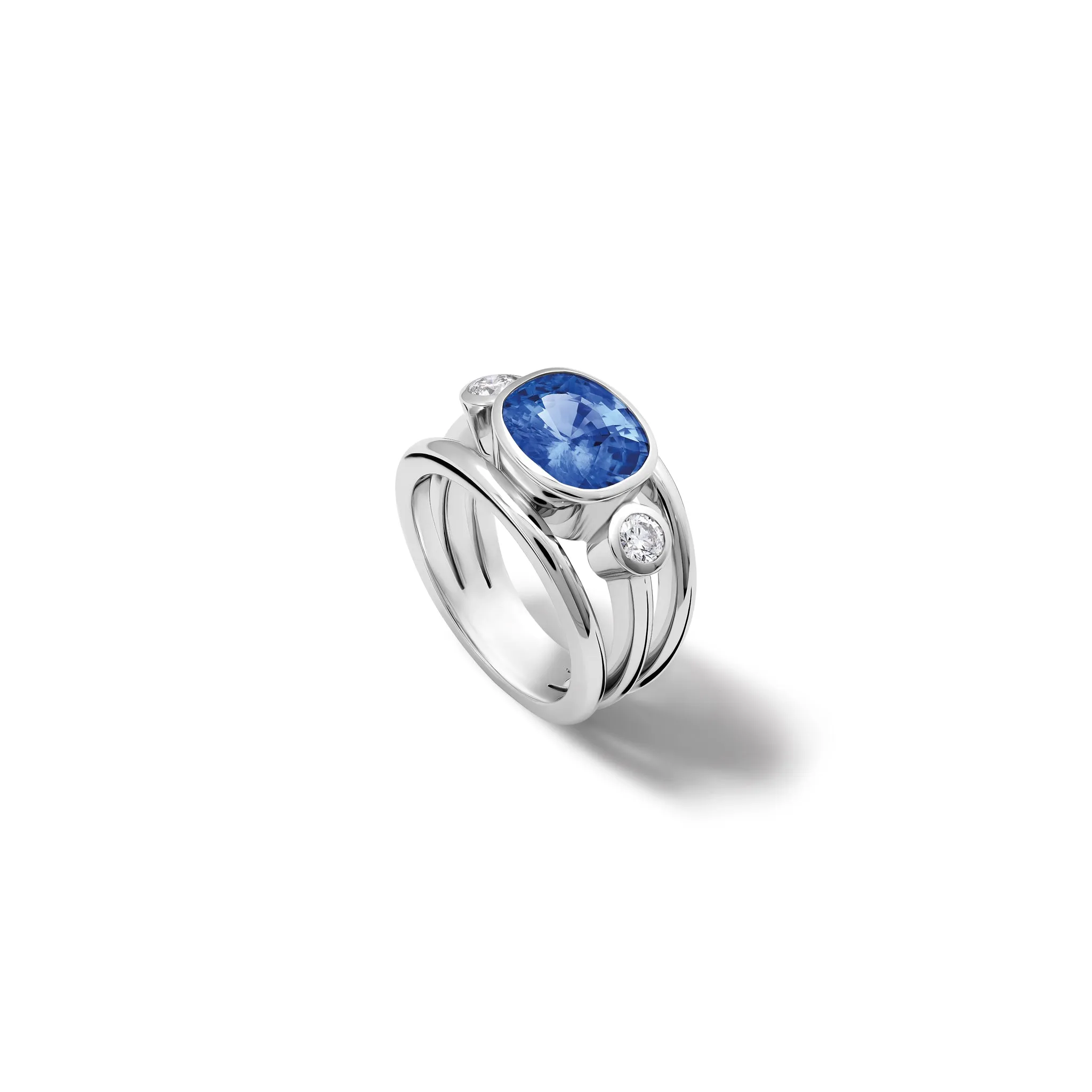 Aeneus Ring 18ct White Gold - Blue Sapphire & Diamond