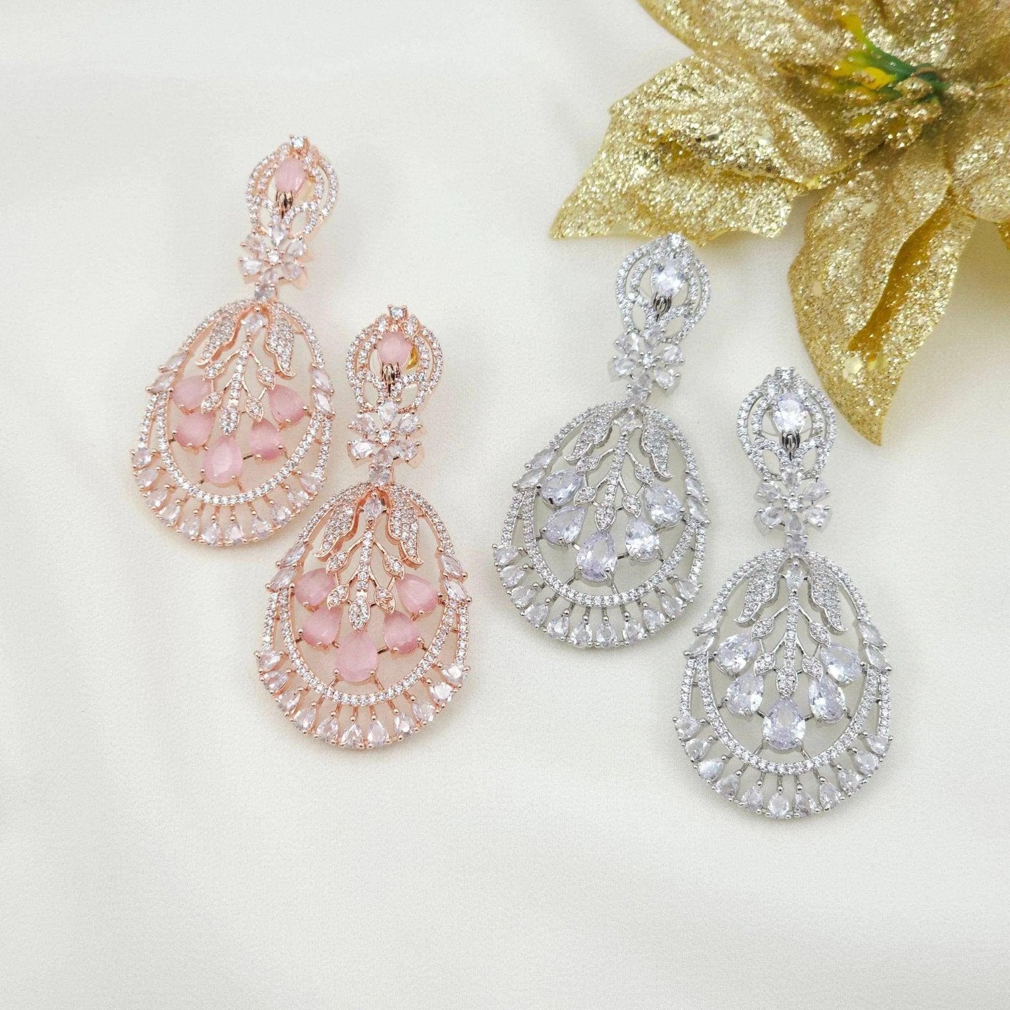 American Diamond Dangle Earrings