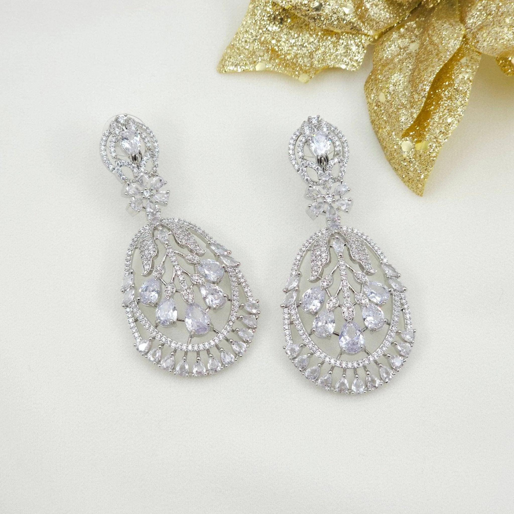 American Diamond Dangle Earrings