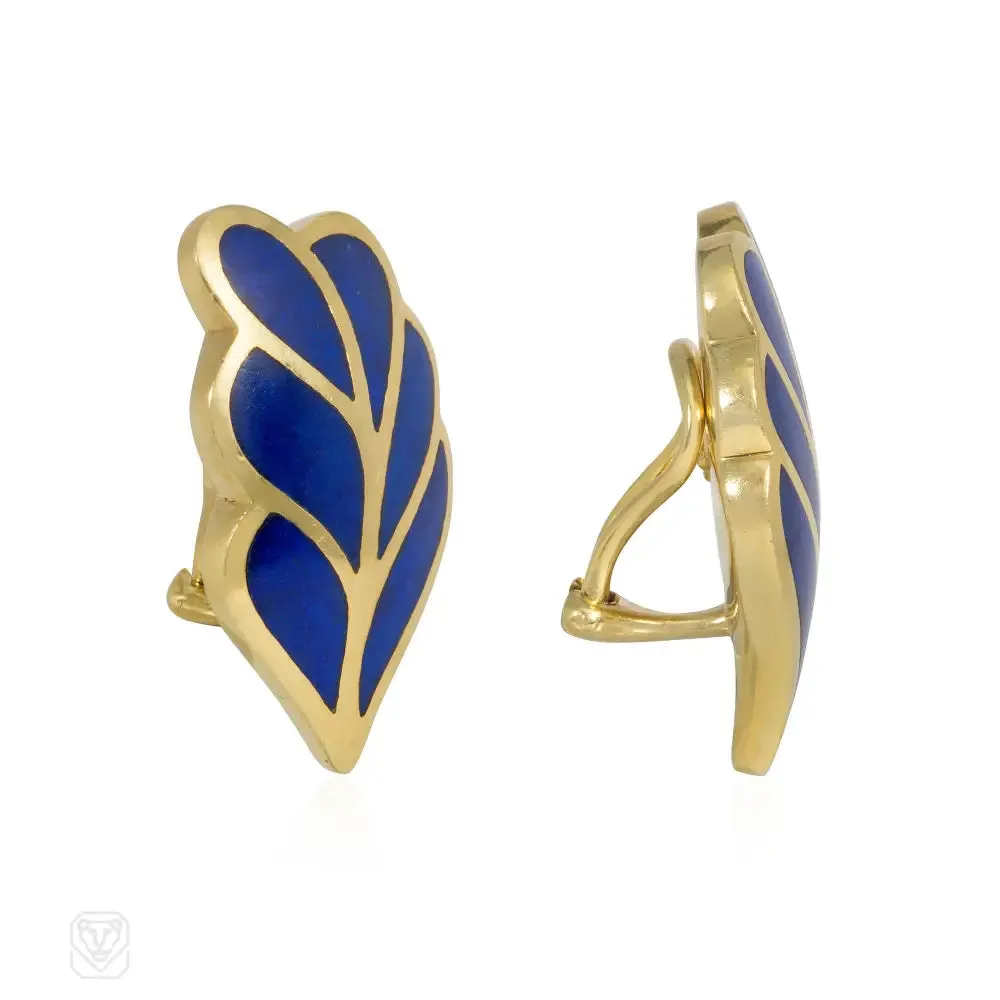 Angela Cummings for Tiffany & Co. lapis and gold leaf earrings