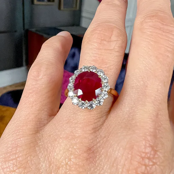 Antique Burmese Ruby & Diamond Ring