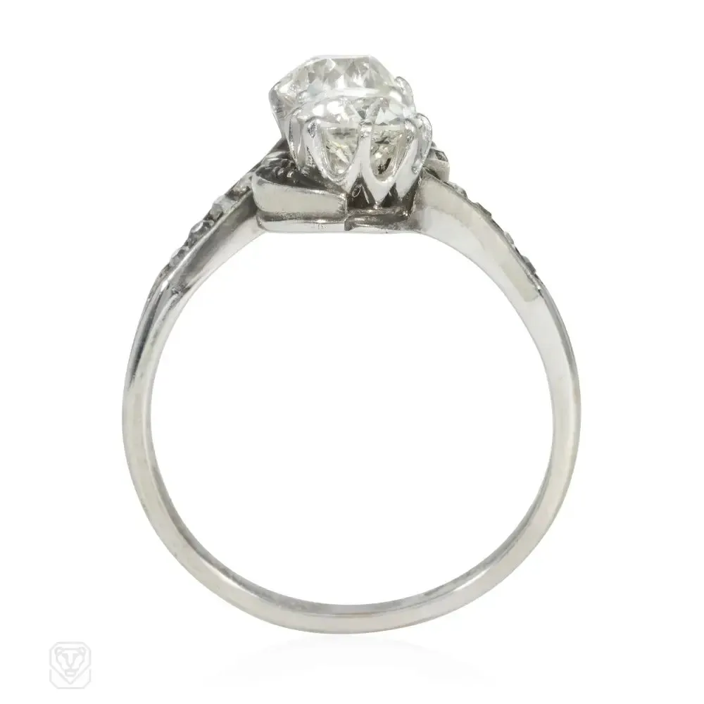 Antique diamond and platinum moi et toi ring