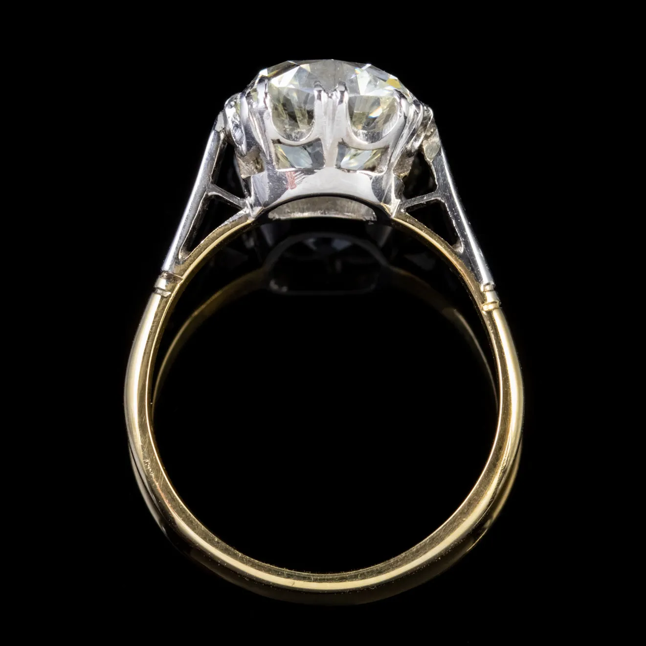 Antique Edwardian 3.88Ct Diamond Solitaire Engagement Ring 18Ct Gold Platinum Circa 1915