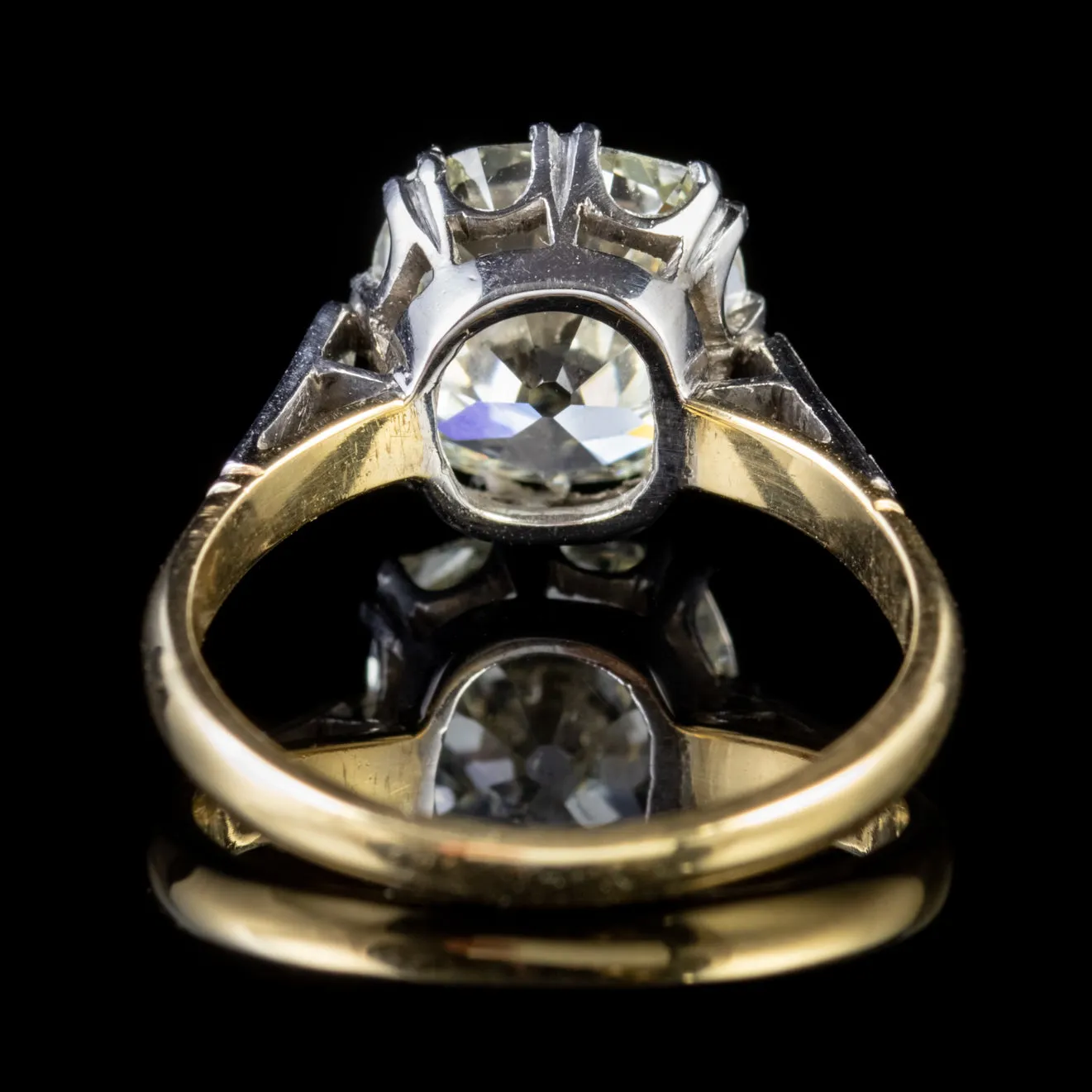 Antique Edwardian 3.88Ct Diamond Solitaire Engagement Ring 18Ct Gold Platinum Circa 1915