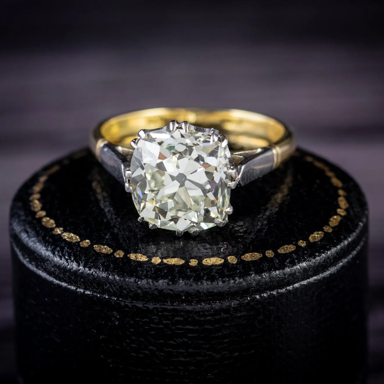 Antique Edwardian 3.88Ct Diamond Solitaire Engagement Ring 18Ct Gold Platinum Circa 1915