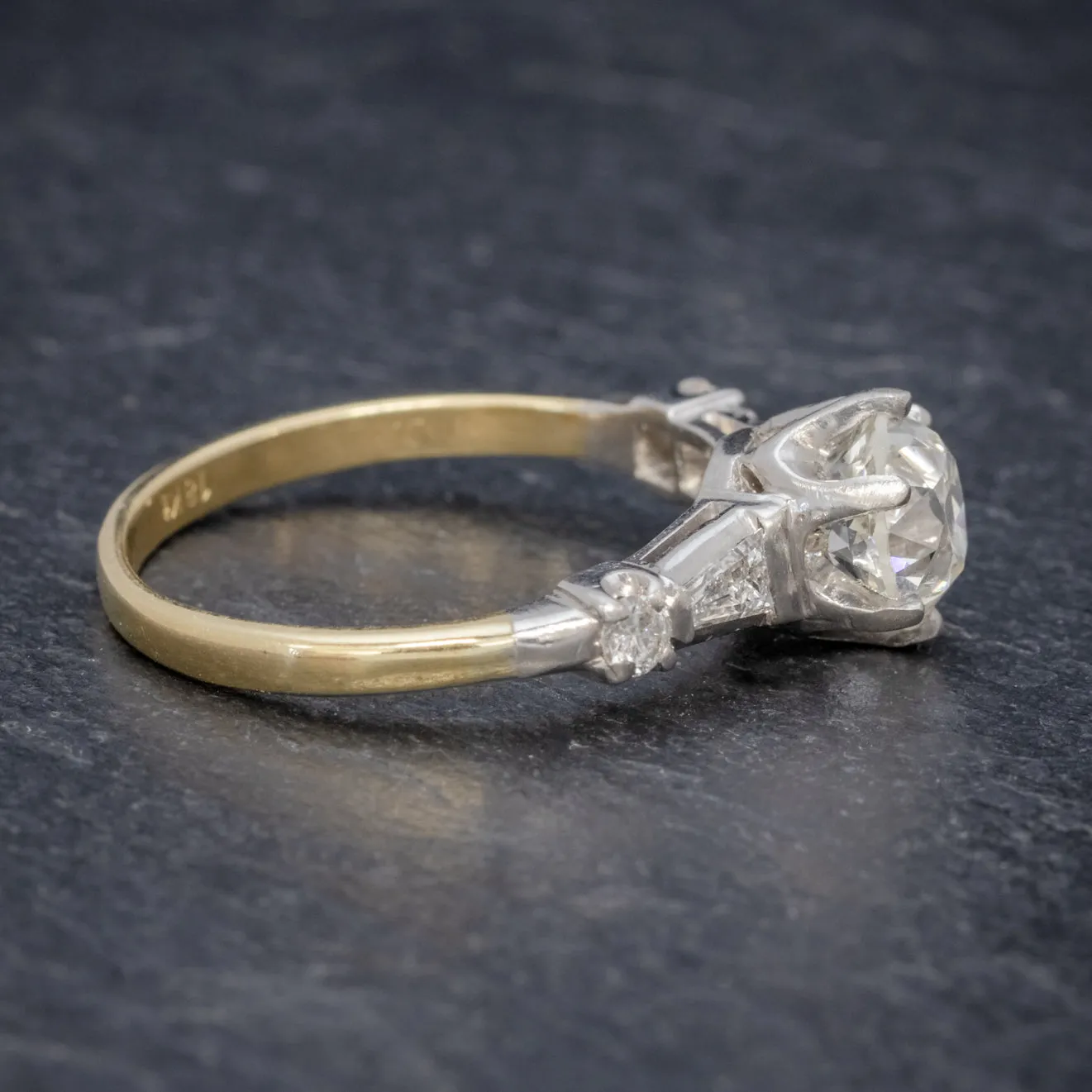 Antique Edwardian Diamond Ring 1.49ct Diamond Solitaire With Cert