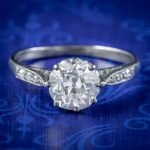 Antique Edwardian Diamond Solitaire Ring 1.46ct Diamond Circa 1910