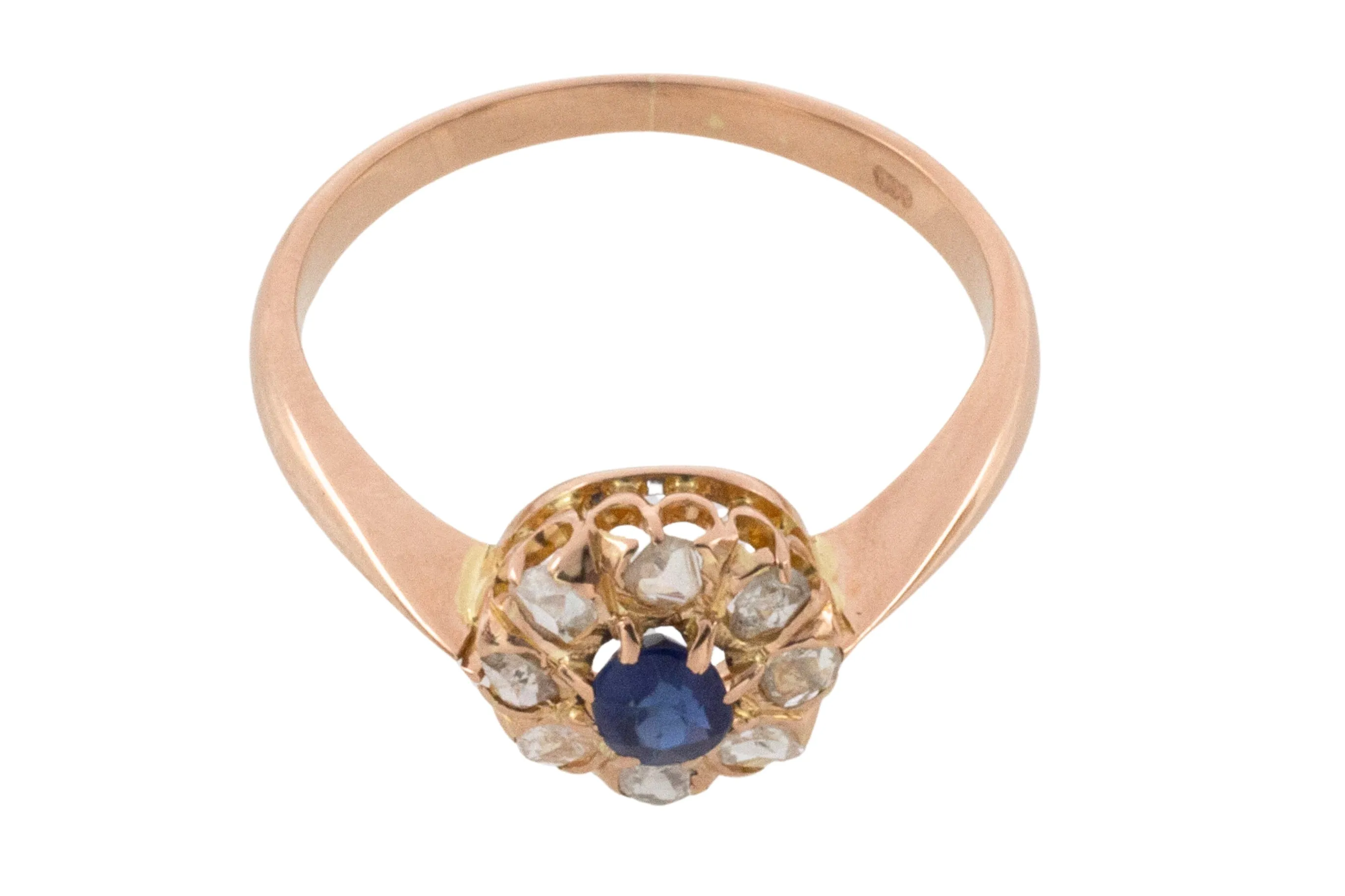 Antique rose diamond and sapphire ring