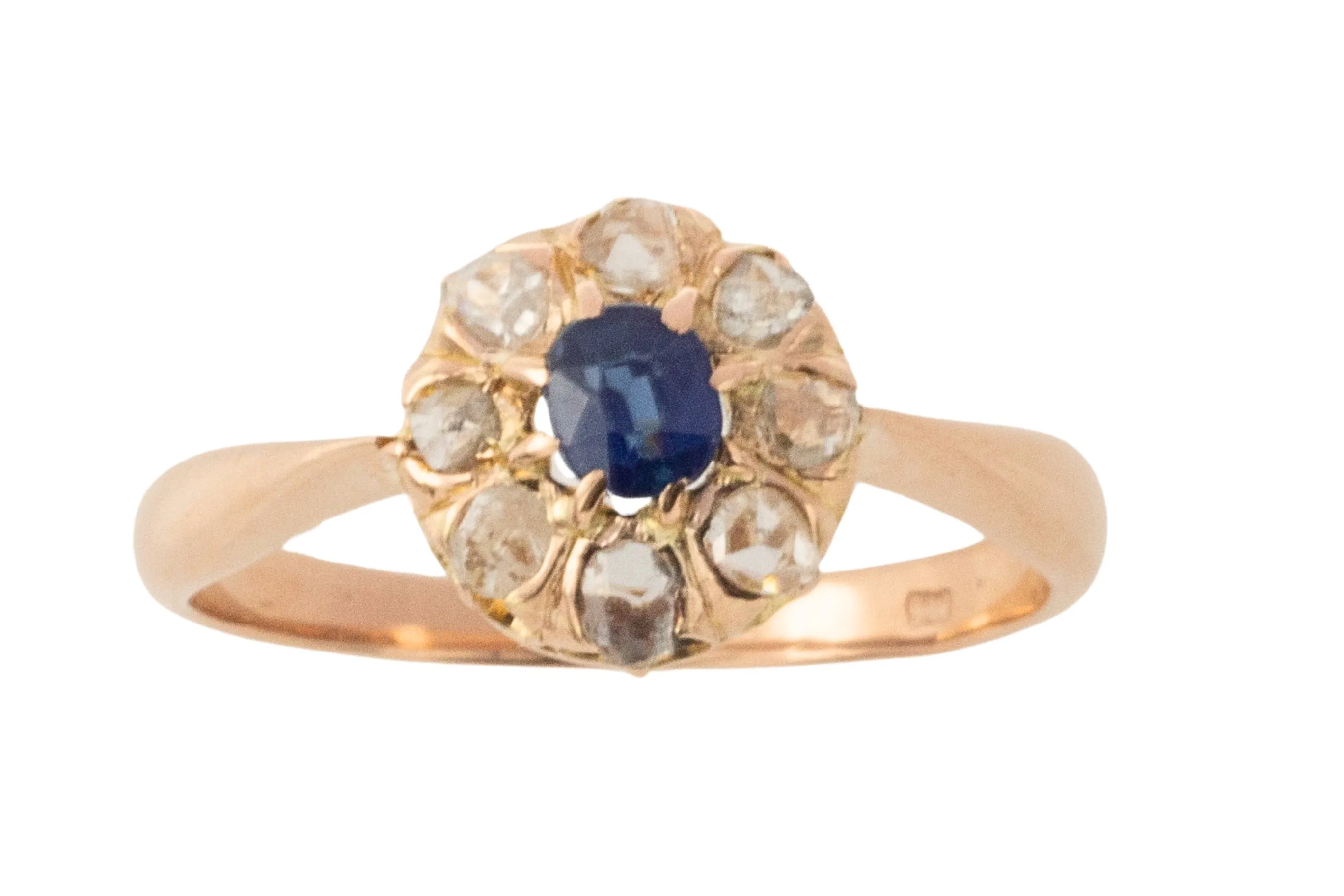 Antique rose diamond and sapphire ring