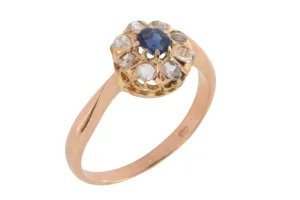 Antique rose diamond and sapphire ring