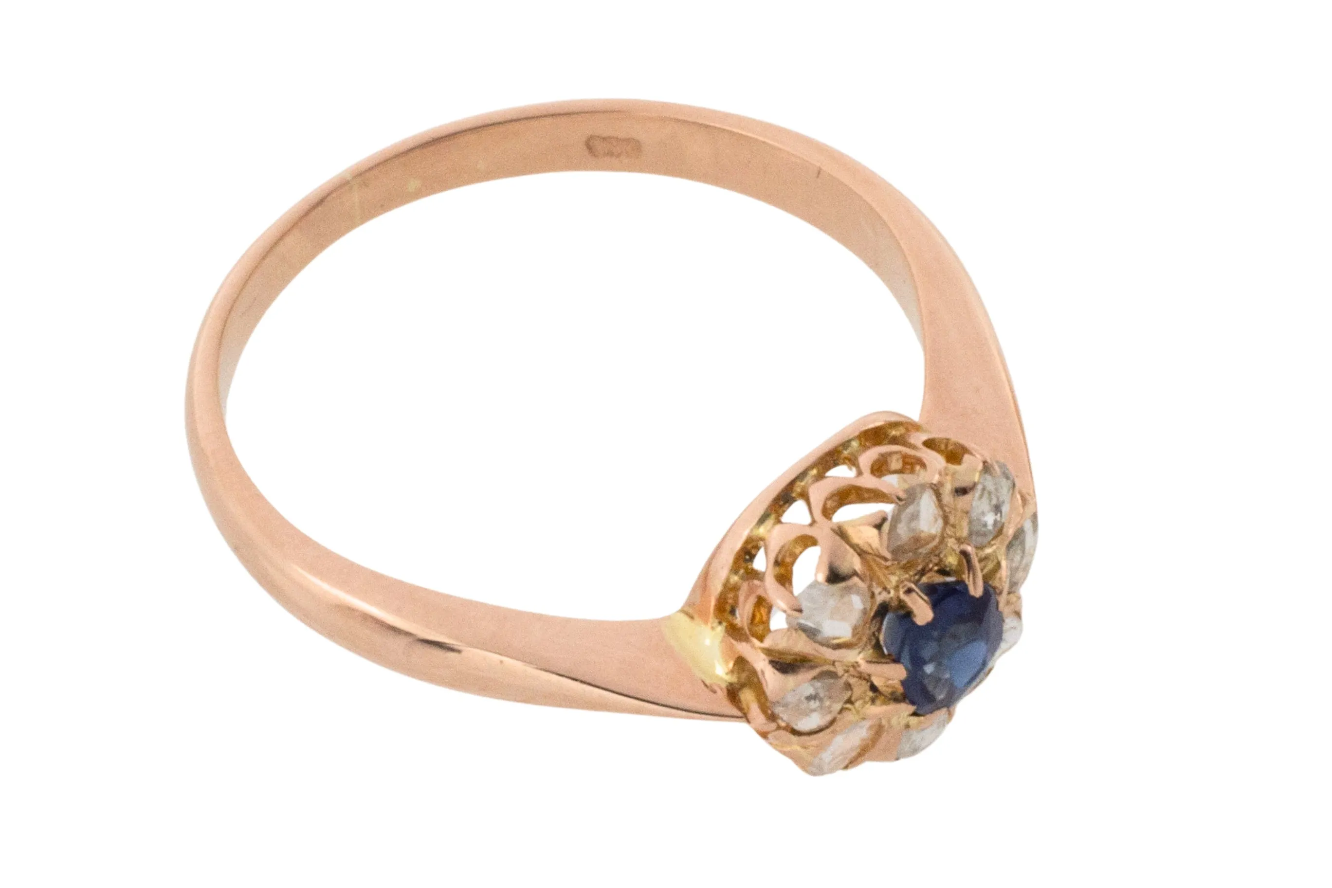 Antique rose diamond and sapphire ring