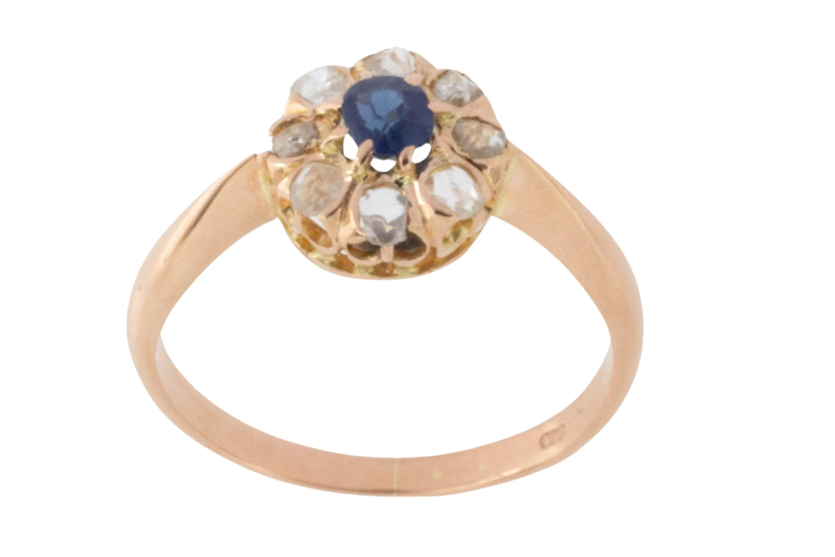 Antique rose diamond and sapphire ring