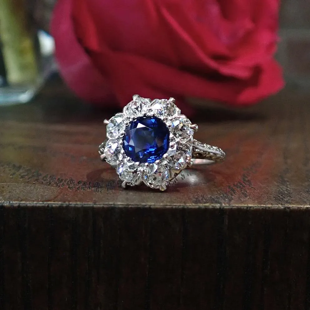 Antique Sapphire & Diamond Ring, 1.87ct.