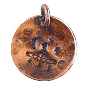 Antiqued Copper Flying Saucer Charm by Patricia Healey