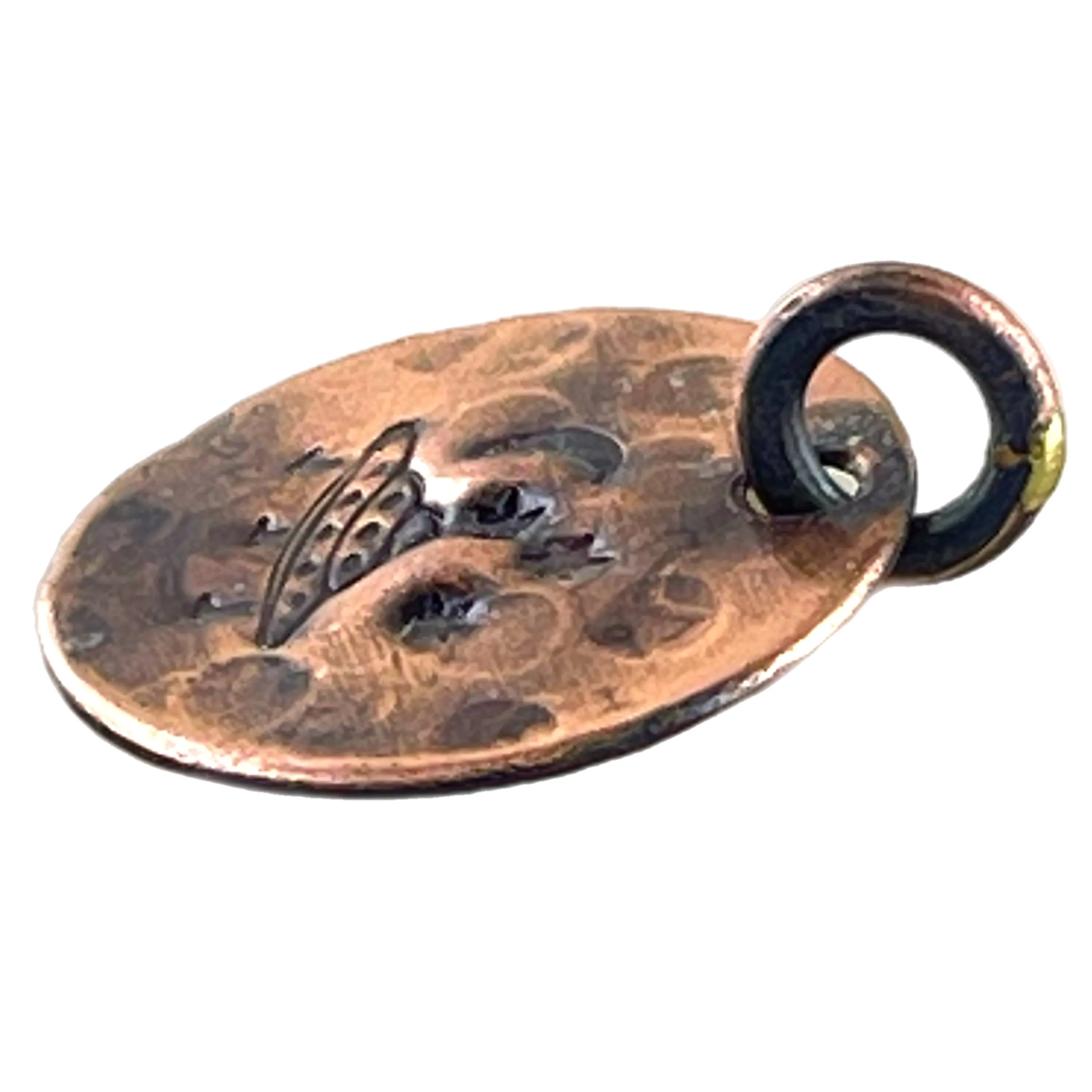 Antiqued Copper Flying Saucer Charm by Patricia Healey