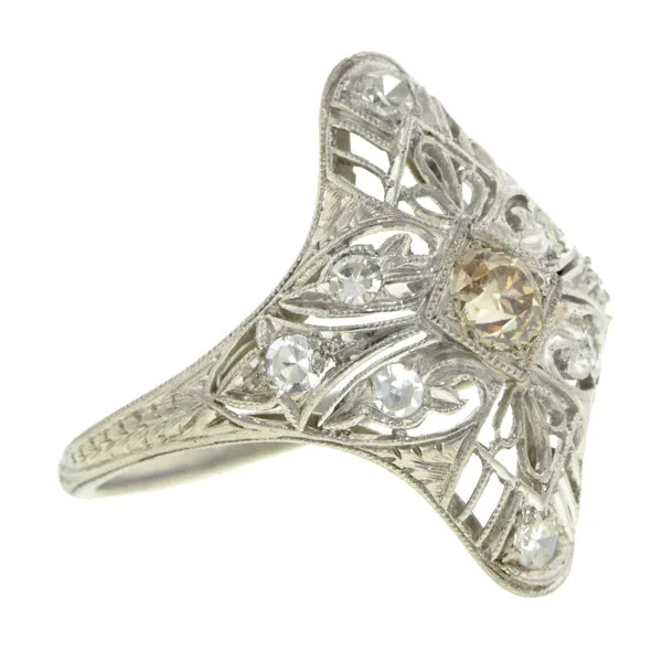 Art Deco Diamond Dinner Ring, Old Euro 0.28ct