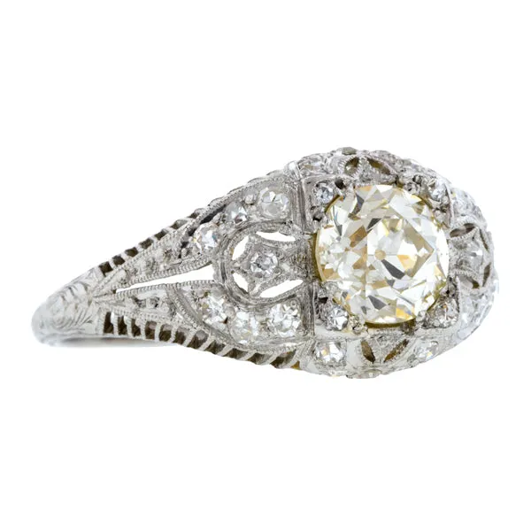 Art Deco Diamond Engagement Ring, Old Euro 1.43ct