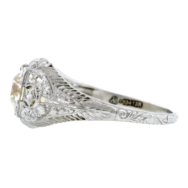 Art Deco Diamond Engagement Ring, Old Euro 1.43ct