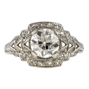 Art Deco Engagement Ring, Old Euro 1.18ct.