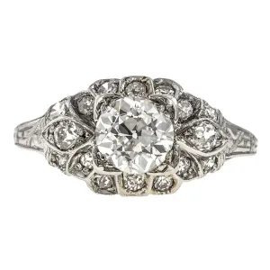 Art Deco Engagement Ring, Old European 0.93ct.