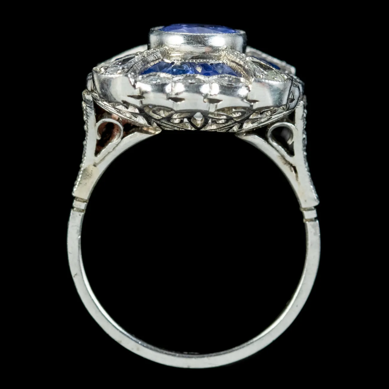 Art Deco French Sapphire Diamond Ring 3ct Of Sapphire Circa 1920