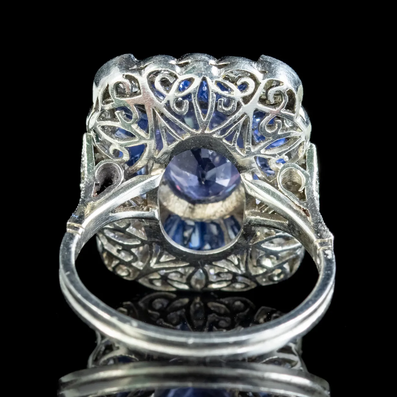 Art Deco French Sapphire Diamond Ring 3ct Of Sapphire Circa 1920