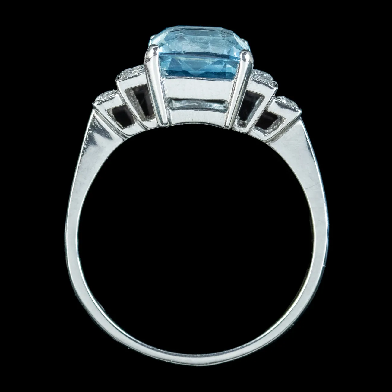 Art Deco Style Aquamarine Diamond Ring 2.3ct Aqua