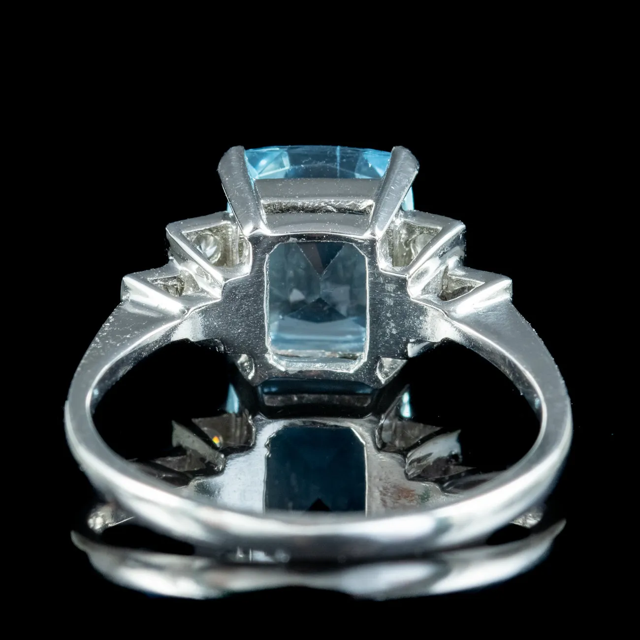 Art Deco Style Aquamarine Diamond Ring 2.3ct Aqua