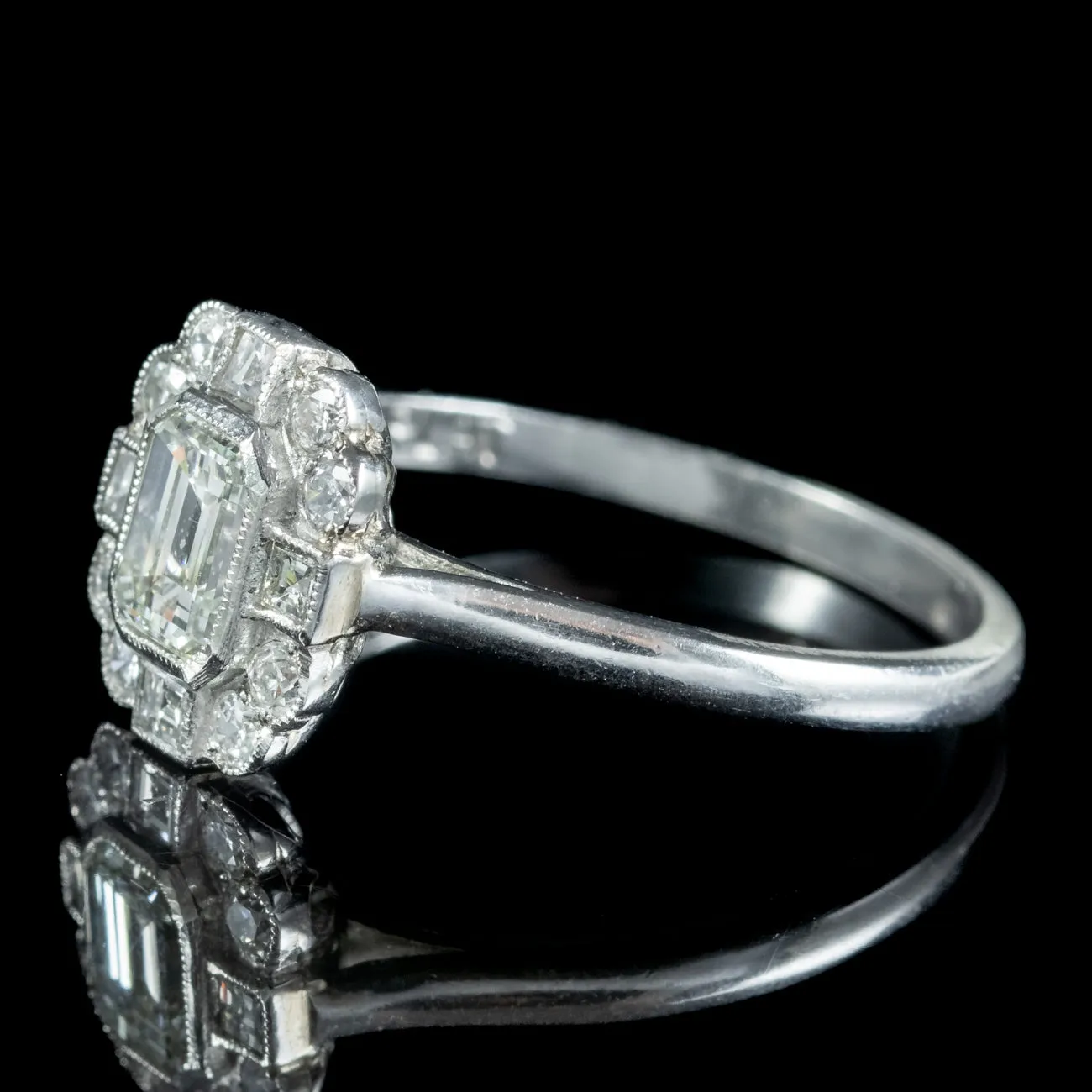 Art Deco Style Diamond Cluster Ring 1.40ct Of Diamond