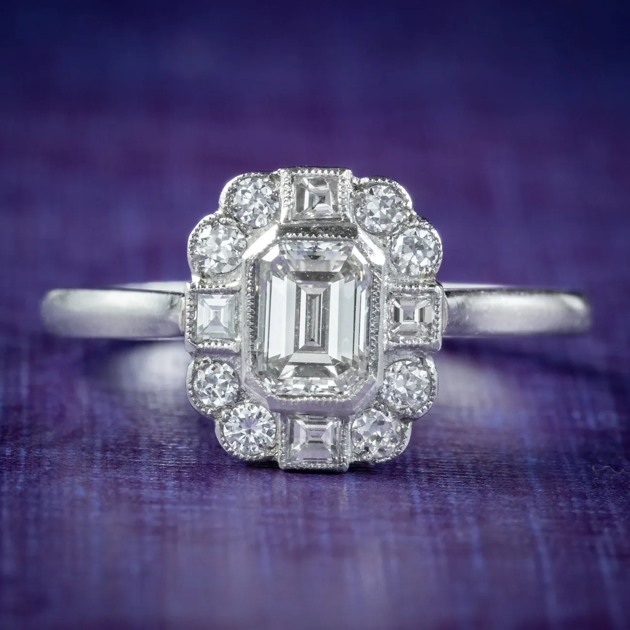 Art Deco Style Diamond Cluster Ring 1.40ct Of Diamond