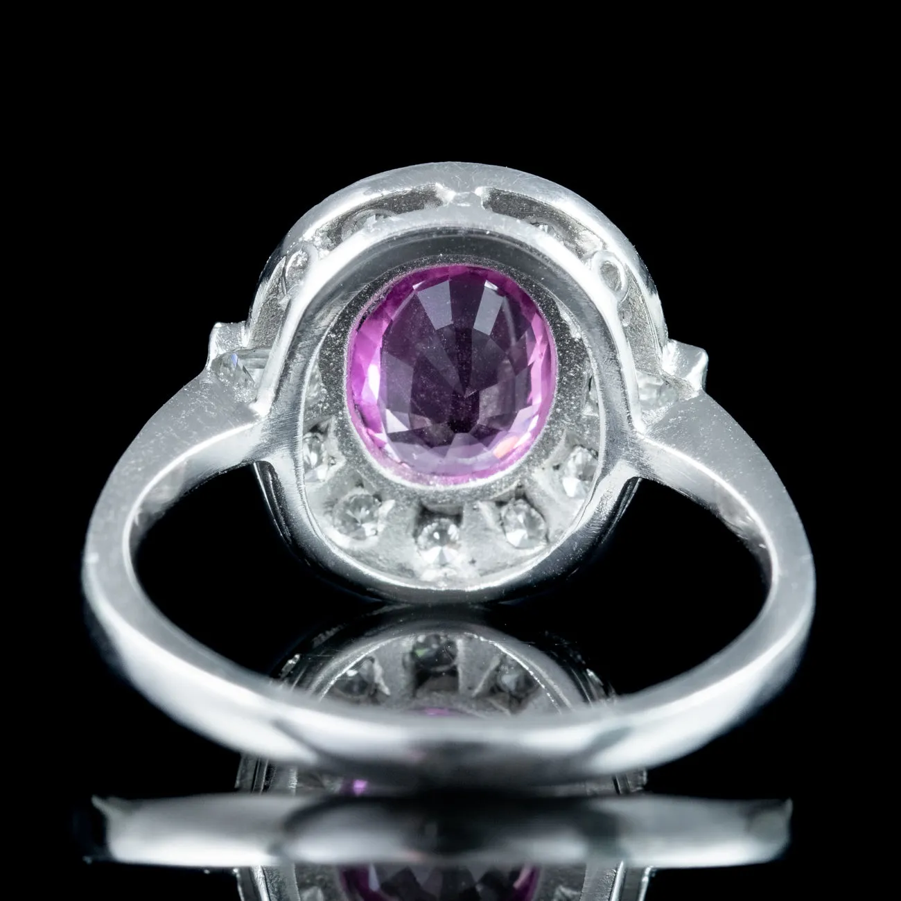 Art Deco Style Pink Sapphire Diamond Cluster Ring 1ct Sapphire