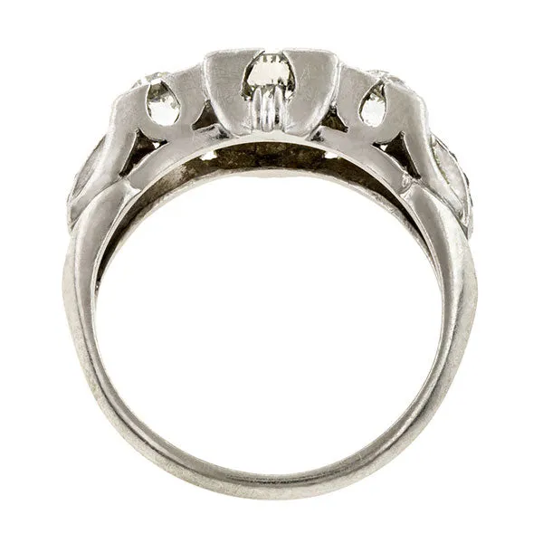 Art Deco Three Stone Diamond Ring, 1.00ctw