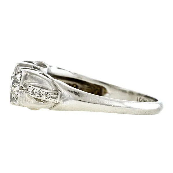 Art Deco Three Stone Diamond Ring, 1.00ctw