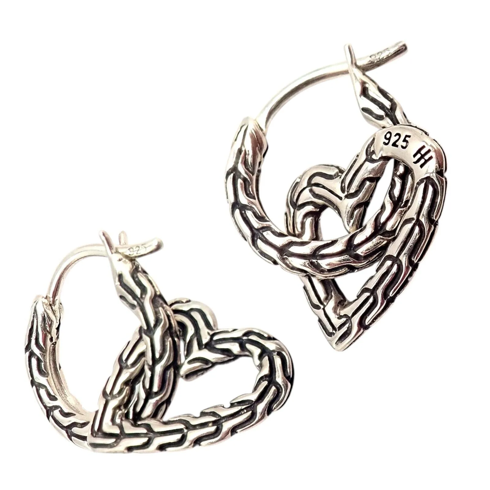 Authentic! John Hardy JH Silver Manah Heart Earrings