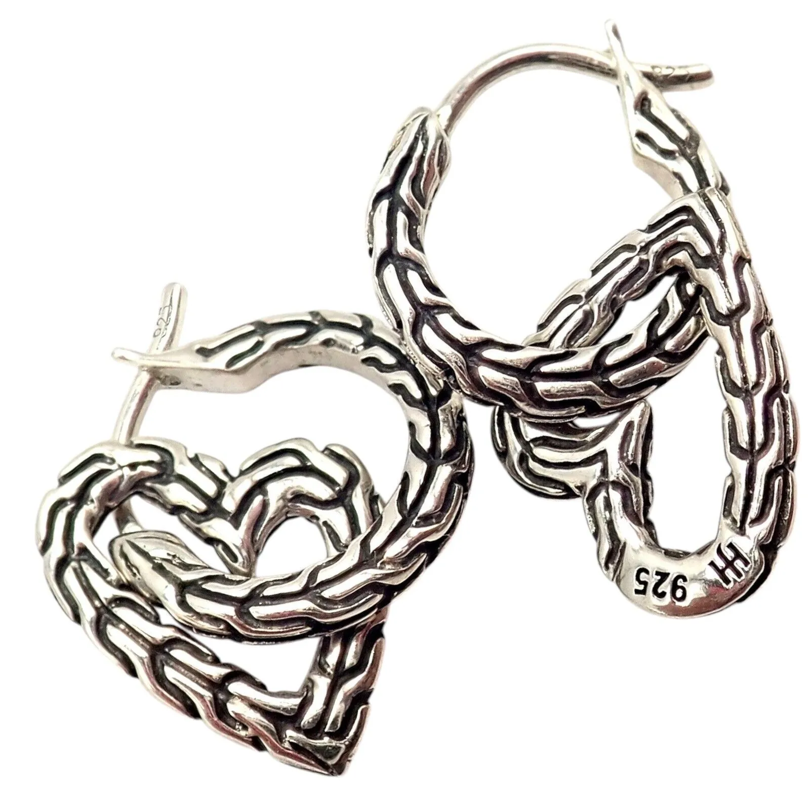 Authentic! John Hardy JH Silver Manah Heart Earrings