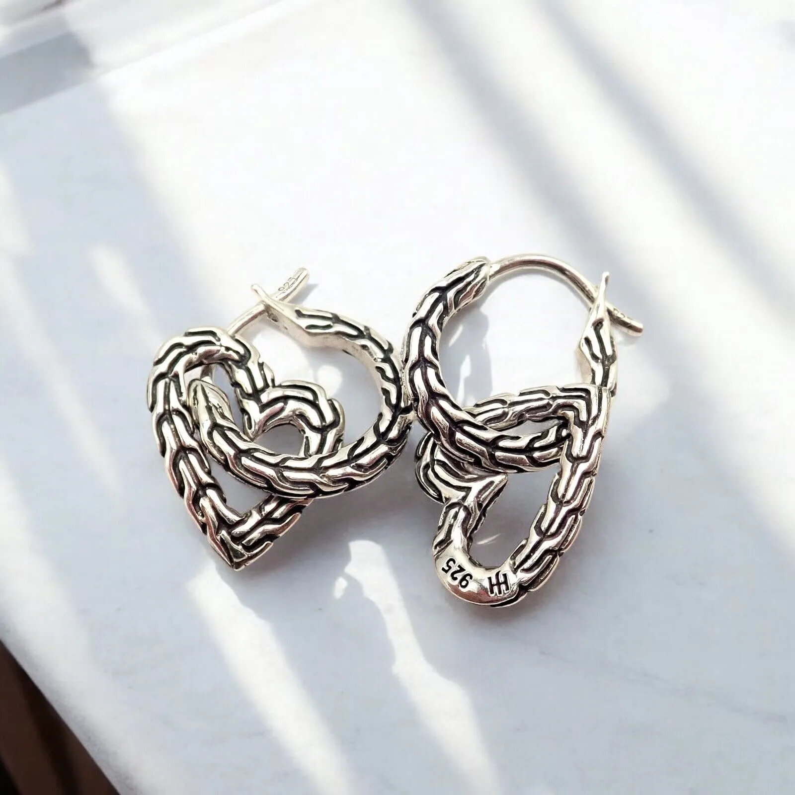 Authentic! John Hardy JH Silver Manah Heart Earrings