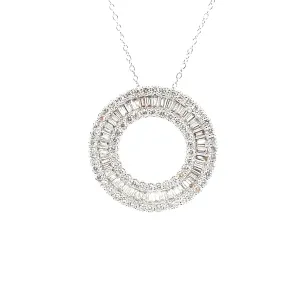 Baguette and Round Diamond Circle Pendant