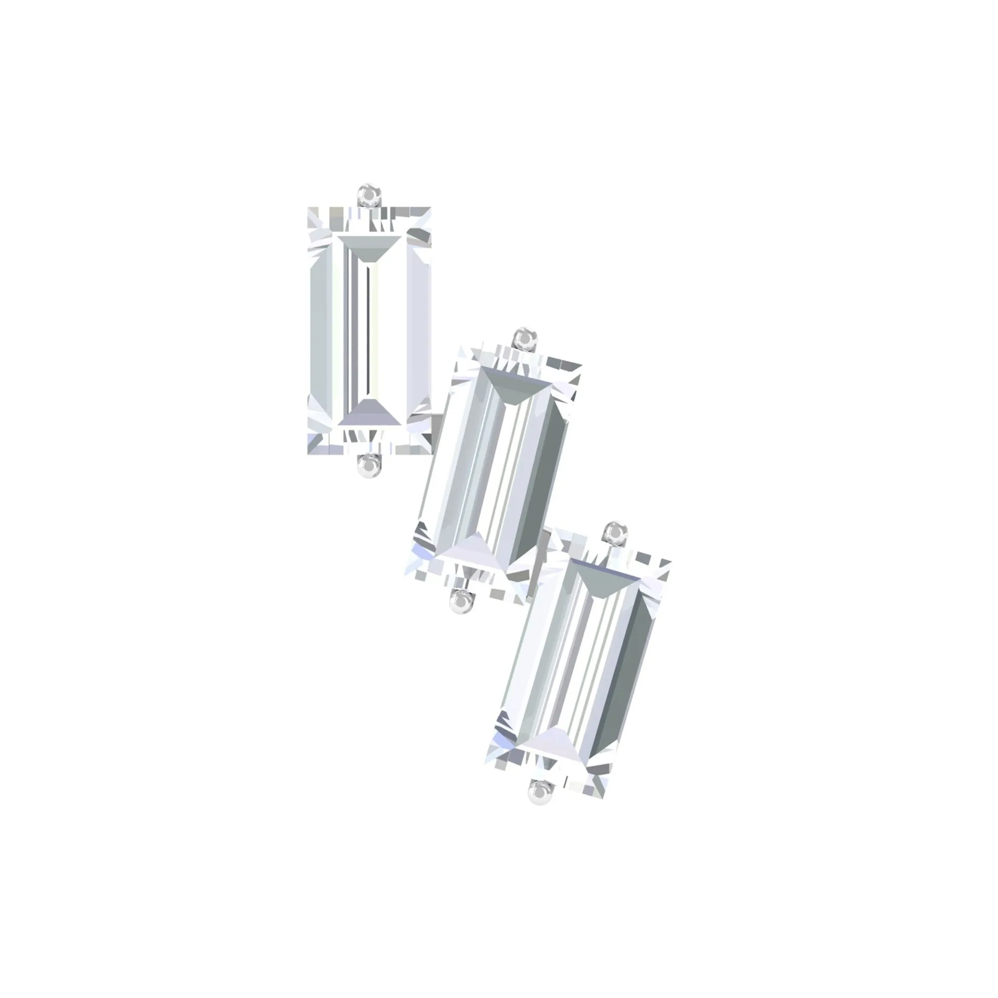 Baguette Diamond Three Stone Earring for Helix Piercing