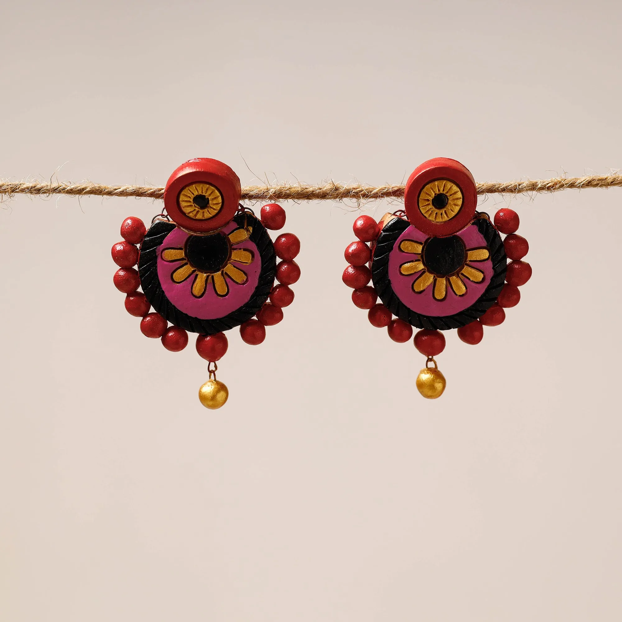 Bishnupur Handpainted Stud Terracotta Earrings 22