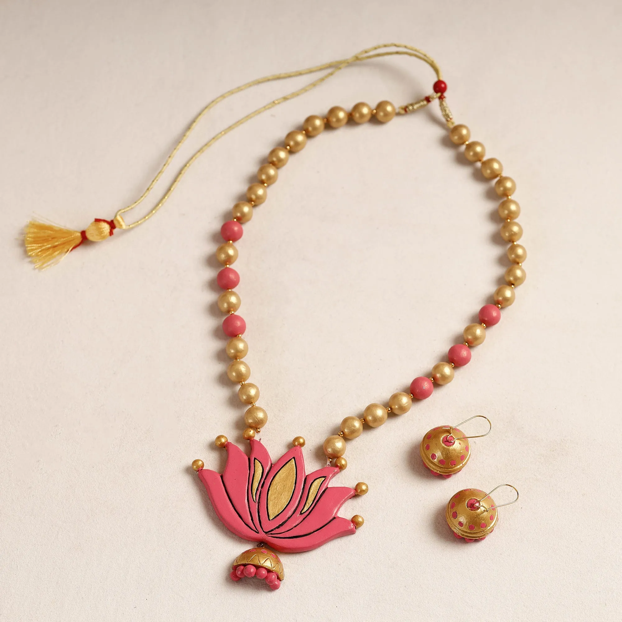 Bishnupur Handpainted Terracotta Necklace Set 03